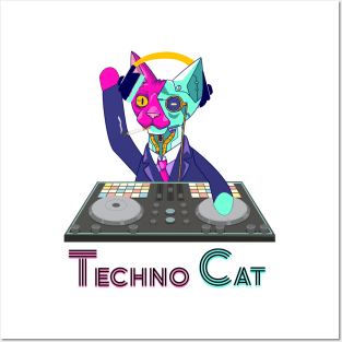 Techno Cat -  Catsondrugs.com - Techno Party Ibiza Rave Dance Underground Festival Spring Break  Berlin Good Vibes Trance Dance technofashion technomusic housemusic Posters and Art